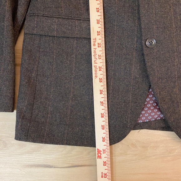 Cedar Wood State Sport Coat L 41-43 Brown Wool Tweed Herringbone 2 Button Blazer - Picture 8 of 15